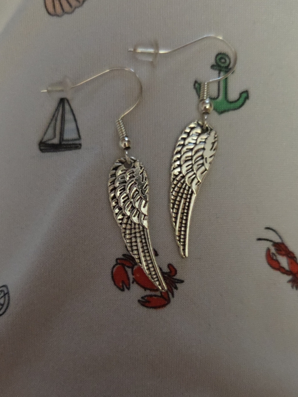 Silver Angel Wing Dangle Earrings - NWOT